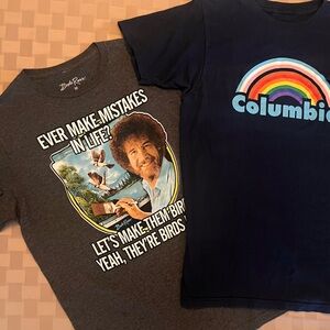 Women’s Bob Ross and Columbia Rainbow T-shirts M